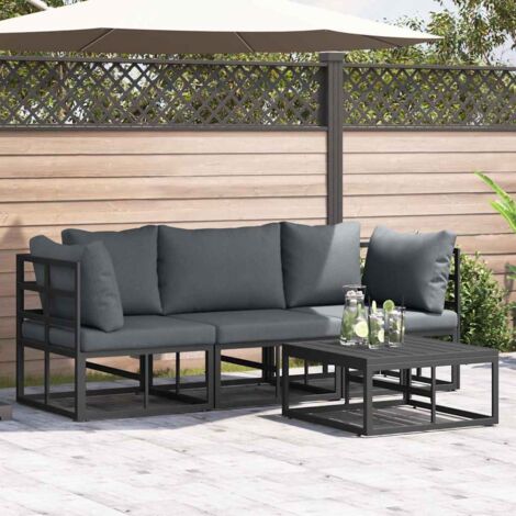 Conjunto de sofás de jardín 4 pcs Negro Metal vidaXL