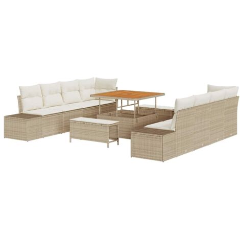 Conjunto de sofás de jardín Beige 100 x 100 x 71 cm Poliratán vidaXL