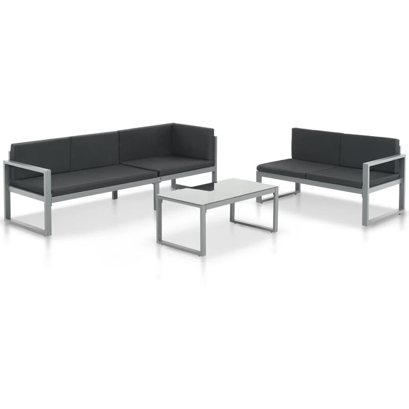 

Conjunto de sofas de jardin con cojines aluminio negro 3 piezas