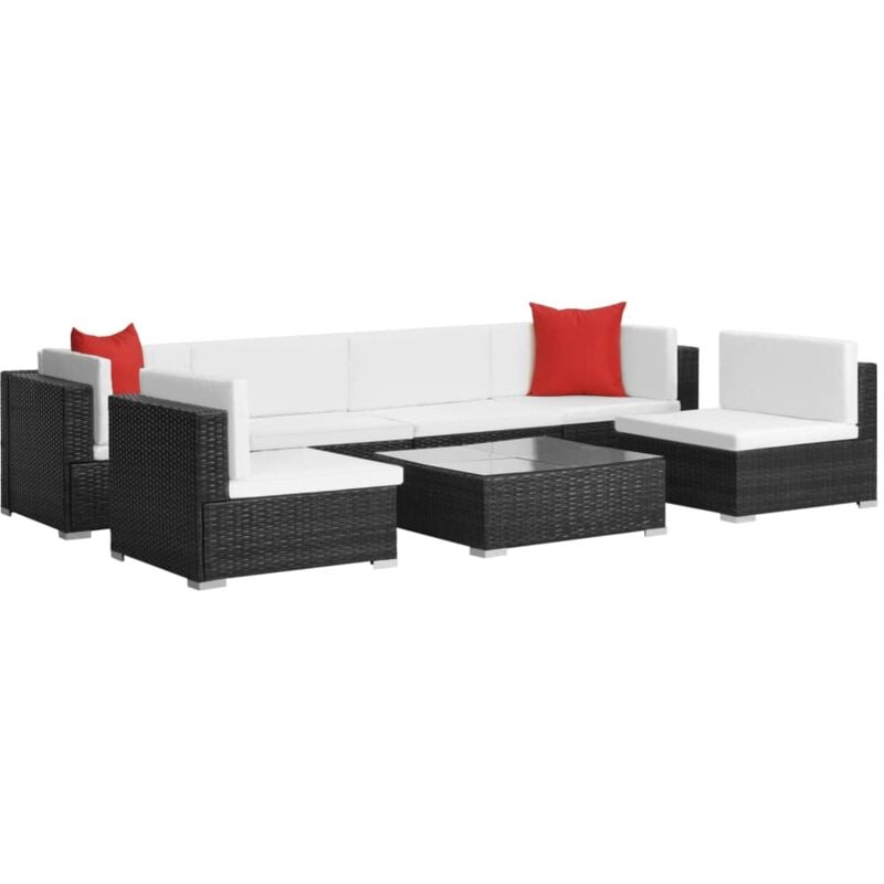 

Set de Muebles de Jardín 7 Piezas y Cojines Ratán Sintético Negro - Negro - Vidaxl