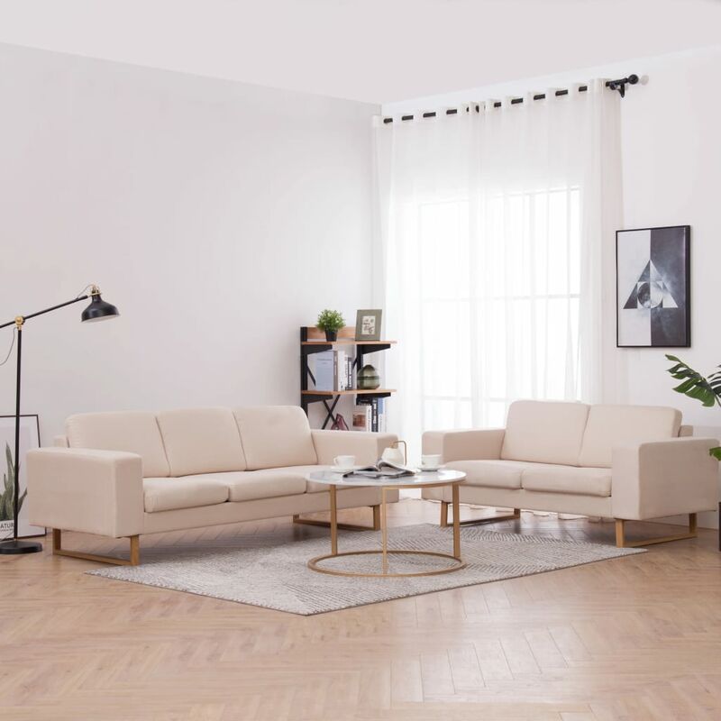 

Conjunto de sofás 2 piezas de tela color crema - Crema