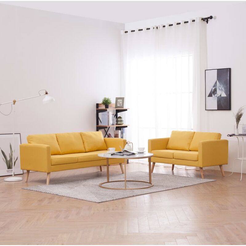 

Conjunto de sofás 2 piezas tela amarillo - Amarillo