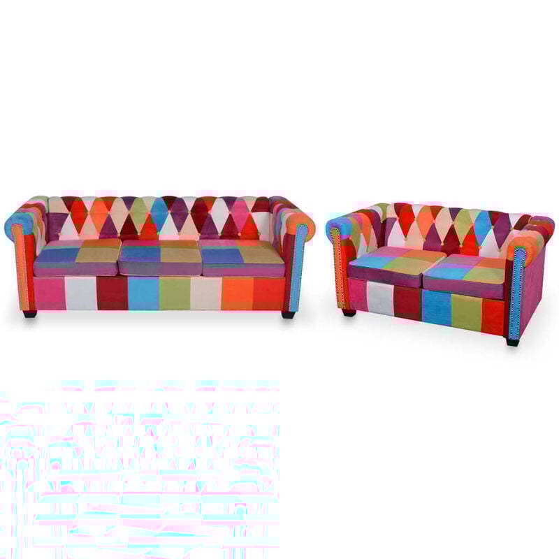 

Conjunto de sofás Chesterfield 2 piezas tela - Multicolor