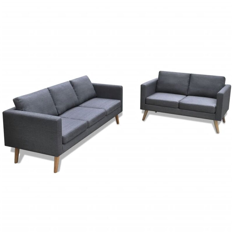 

Conjunto de sofás de 2 y 3 plazas de tela gris oscuro - Gris