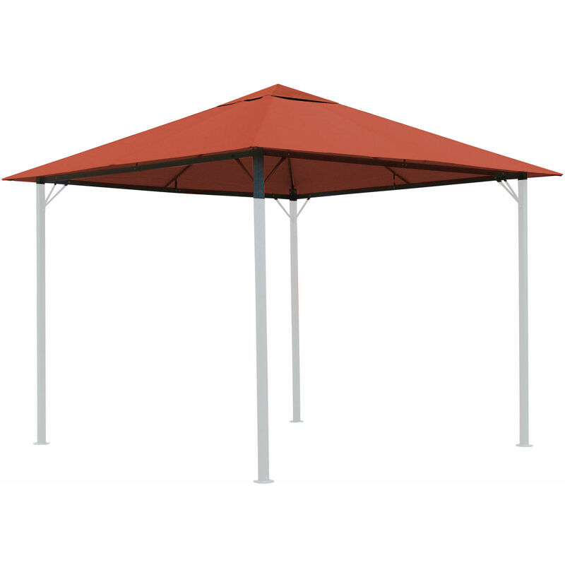

Conjunto de techo de reemplazo y 2 paneles laterales con ventana de PE para jardín Gazebo 3x3m Naranja-roja