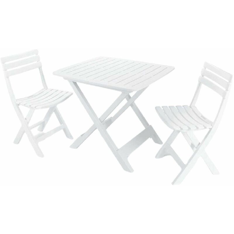 

Conjunto de Terraza Plegable de 2 Sillas y Mesa Camping Blanca Progarden