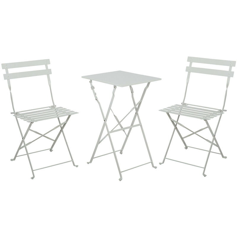 

Conjunto de Terraza Plegable Metálico de 2 Sillas y Mesa Cuadrada Bistreau Blanco 7house
