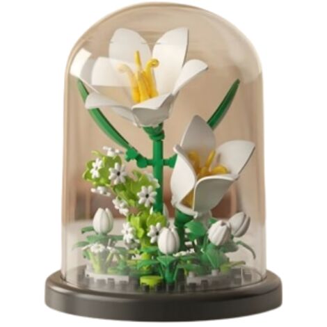 Conjunto decorativo de flor en pantalla de lámpara, lirio blanco, 161 bloques