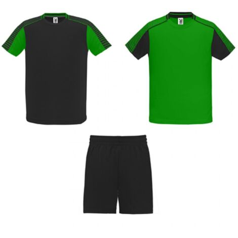 Conjunto deportivo unisex compuesto de 2 camisetas y pantalón ROLY unisex 16 Verde Helecho/Negro