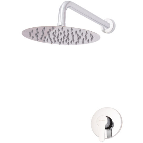 Conjunto Ducha Latón/Zinc - Acero Inoxidable- ABS, Cromado, Agua Caliente-Fría, Monomando [QLI-FA-CS01]