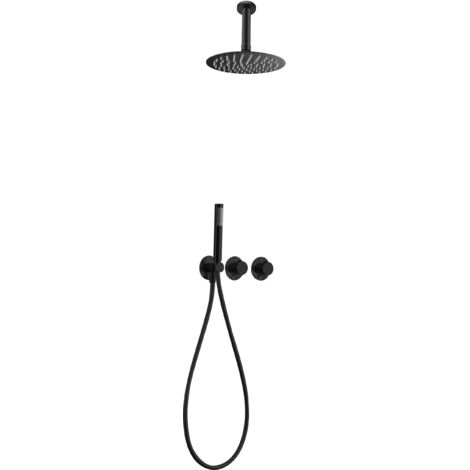 Conjunto ducha monomando empotrado Breda negro mate