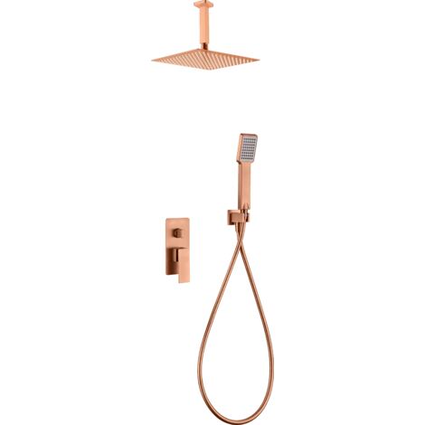 Conjunto ducha monomando empotrado Catania oro rosa cepillado