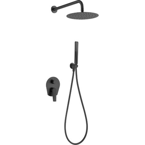Conjunto ducha monomando empotrado Delos negro mate