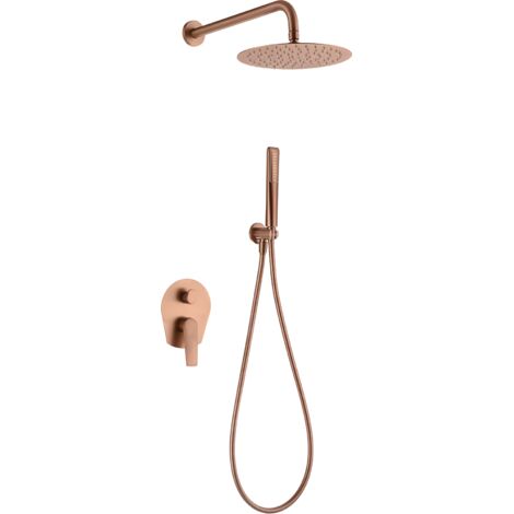Conjunto ducha monomando empotrado Delos oro rosa cepillado