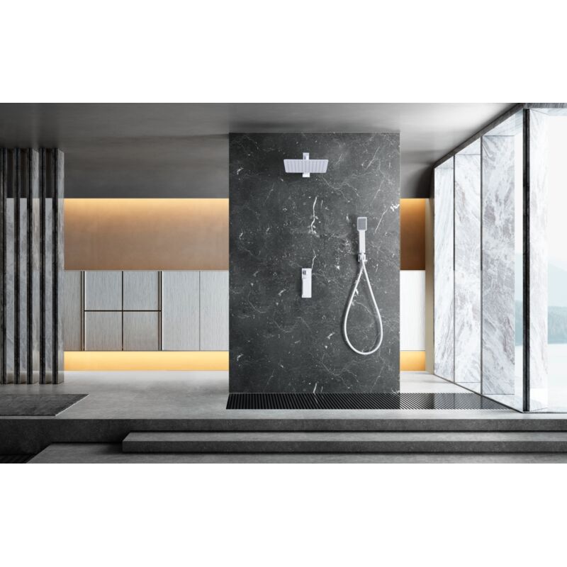 Imex - GPF016/BL fiyi Conjunto Ducha Monomando Empotrado Blanco Mate - ref: GPF016/BL