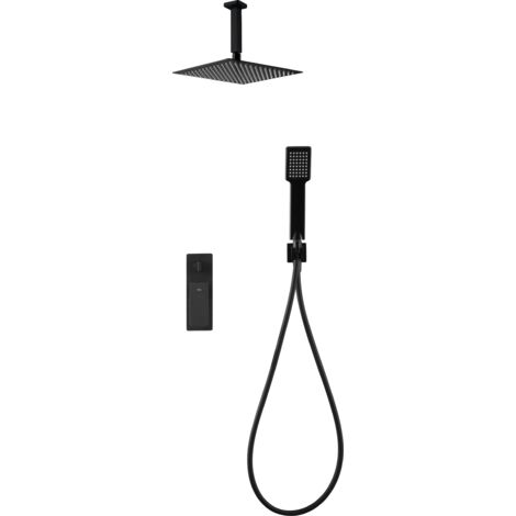 Conjunto ducha monomando empotrado Nadi negro mate