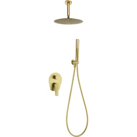 Conjunto ducha monomando empotrado Paros oro cepil