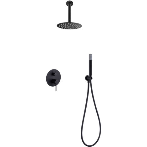 Conjunto ducha monomando empotrado Tívoli negro mate