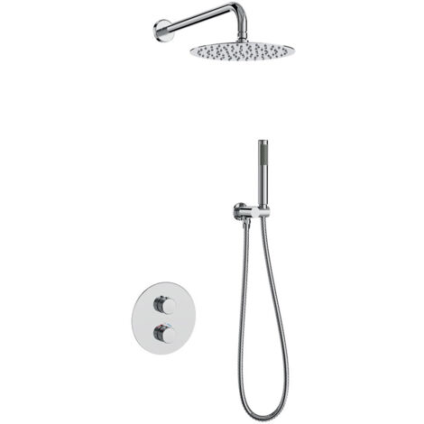 Conjunto Ducha Termostatico Empotrado Duich Cromo, cartucho cerámico, material inoxidable AISI 304, grifería de baño moderna, ahorro de agua
