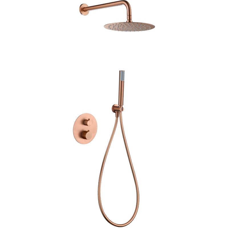GTG053/ORC génova Conjunto Ducha Termostático Empotrado Oro Rosa Cepillado - ref: GTG053/ORC - Imex