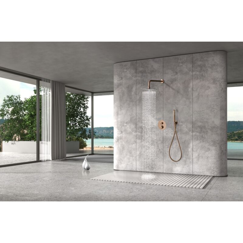 GTN047/ORC nápoles Conjunto Ducha Termostático Empotrado Oro Rosa Cepillado - ref: GTN047/ORC - Imex