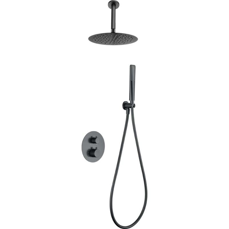 GTS060/BGM salerno Conjunto Ducha Termostático Empotrado Black Gun Metal - ref: GTS060/BGM - Imex