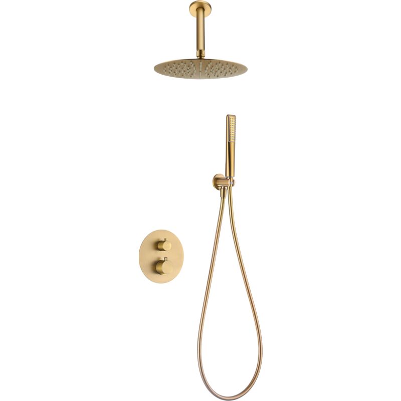 GTS060/OC salerno Conjunto Ducha Termostático Empotrado Oro Cepillado - ref: GTS060/OC - Imex
