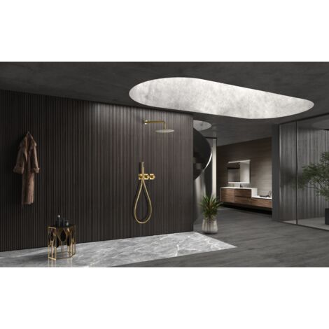 Conjunto ducha termostático empotrado Tíbet oro cepillado