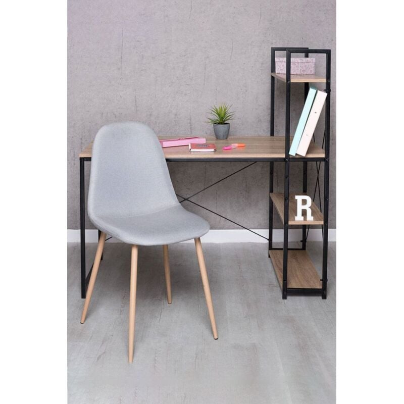 

Conjuntos - Conjunto Escritorio Kecil y Silla Teok Tela - Gris