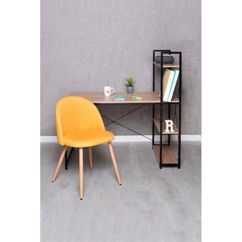 

Conjuntos - Conjunto Escritorio Kecil y Silla Vint Tela - Amarillo