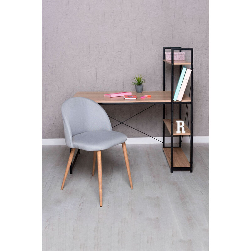 

Conjuntos - Conjunto Escritorio Kecil y Silla Vint Tela - Gris