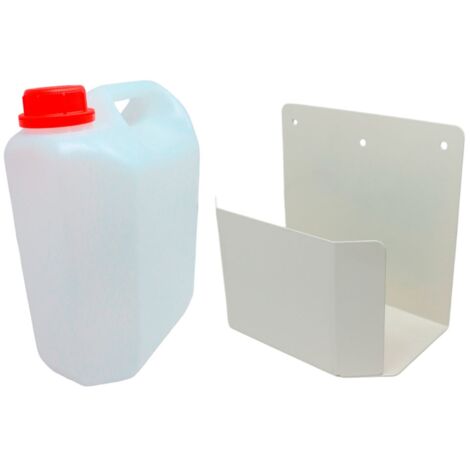 Conjunto garrafa PVC de 5L para descarga desagüe aire acondicionado + Soporte metálico en U de pared  kit bidón pequeño soporte