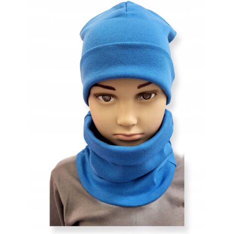 Conjunto GORRO + BUFANDA infantil talla 52-56 doble AZUL