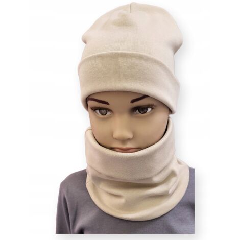Conjunto GORRO + BUFANDA infantil talla 52-56 doble BEIGE