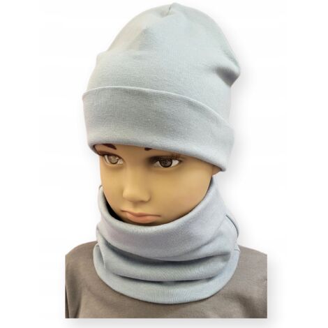 Conjunto GORRO + BUFANDA infantil talla 52-56 doble GRIS