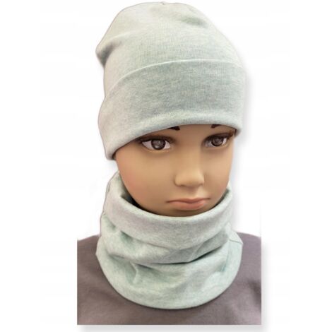 Conjunto GORRO + BUFANDA infantil talla 52-56 doble MENTA MELANGE