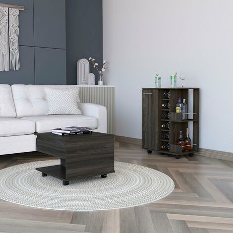 Conjunto Inwood de Salón, Carrito de Bar + Mesa de Centro