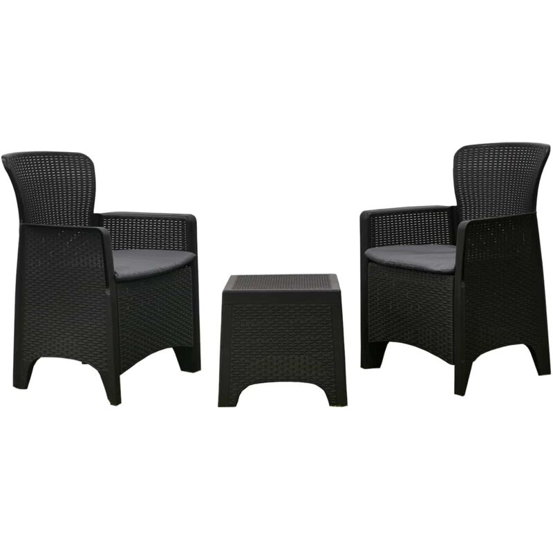 

Conjunto de Jardín Chillvert Alba Resina 2 Sillones + 1 Mesa Gris Antracita