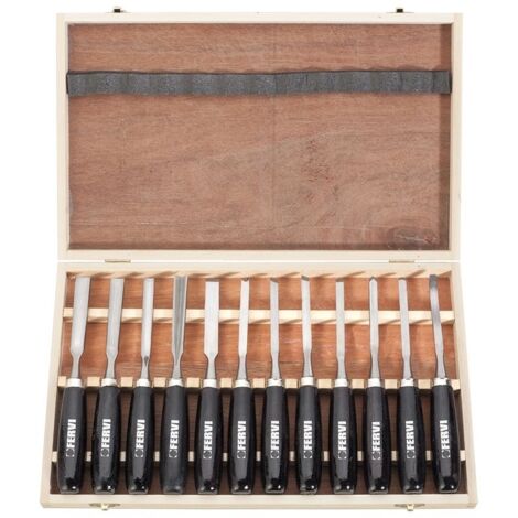 CONJUNTO JEUGO DE 12 CINCELES DE CORTE PARA MADERA FERVI 0306