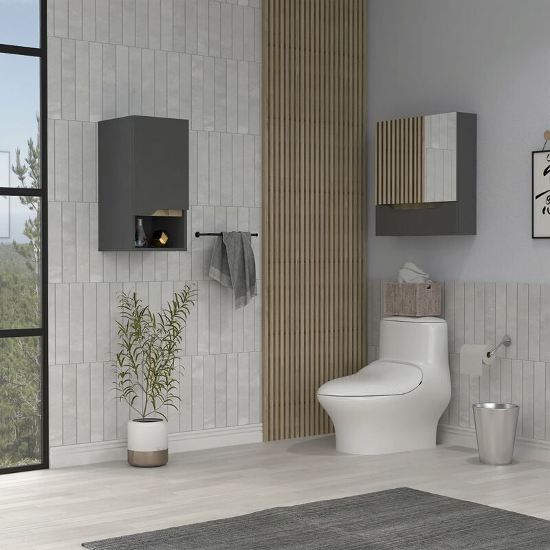 

Conjunto Laurent, Armario De Pared Con Espejo + Armario Colgante