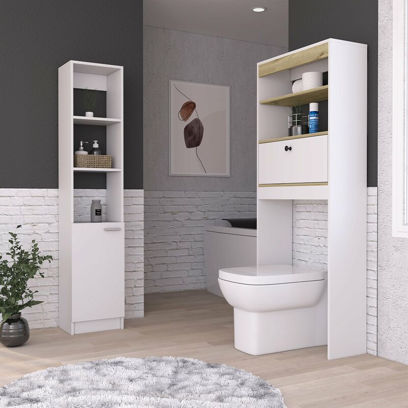 

Conjunto Malaga, Estanteria De Baño Sobre Inodoro + Columna De Baño