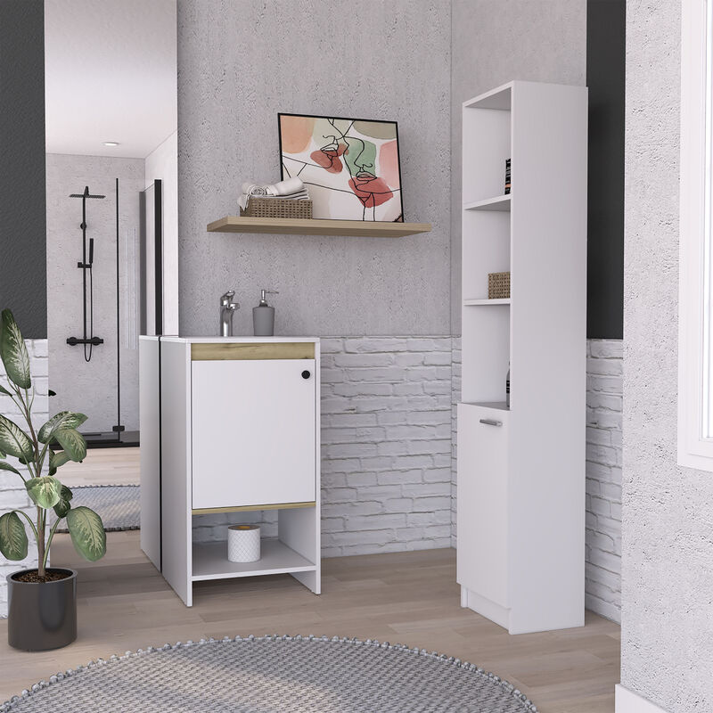 

Conjunto Malaga, Mueble De Baño De Pie Con Lavamanos + Columna De Baño