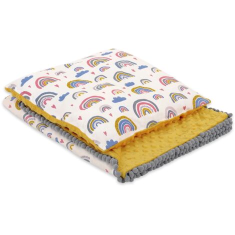 Conjunto: Manta de algodón de doble cara con minky y almohada - Arcoíris