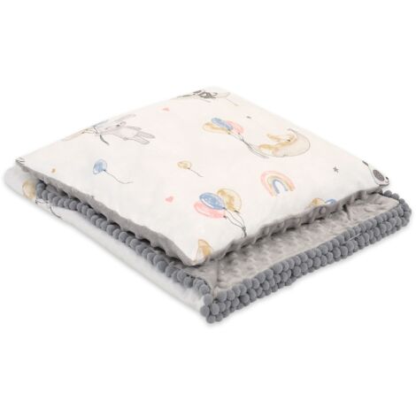 Conjunto: Manta de algodón de doble cara con minky y almohada - Globos 2