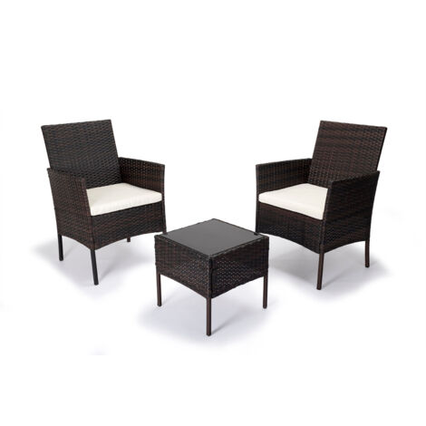 Conjunto Mesa + 2 Sillones de Ratan PE. Muebles de Jardin y Terraza