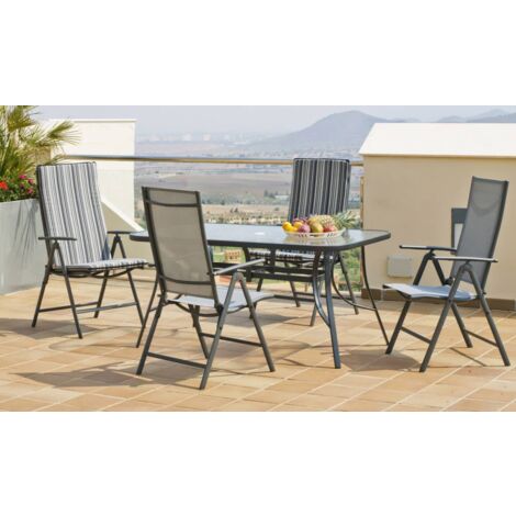 Set mesa y sillas de terraza Sulam en acero y cristal templado - Compra  Online