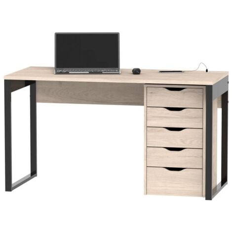Escritorio para computadora de madera maciza para oficina en casa, mesa de  madera de pino natural con reposapiés ajustable, uso en estudio, oficina