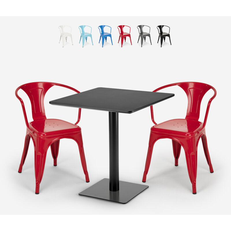 

Conjunto mesa Horeca 70x70cm 2 sillas diseño industrial Starter Dark | Rojo