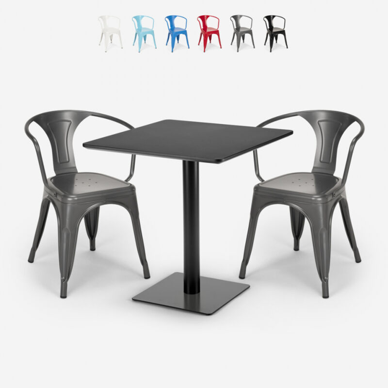 

Conjunto mesa Horeca 70x70cm 2 sillas diseño industrial Starter Dark | Gris Oscuro