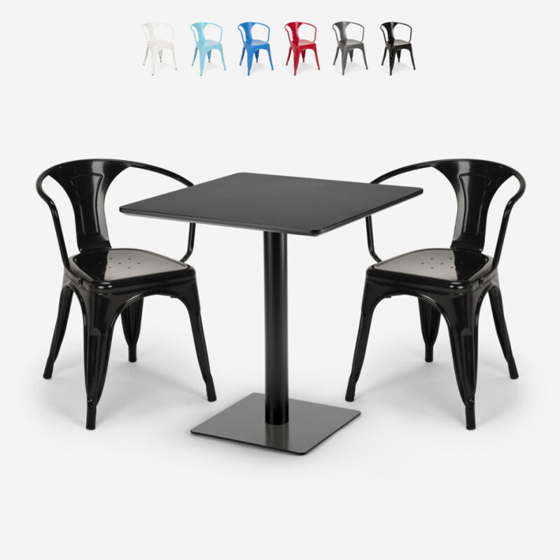 

Conjunto mesa Horeca 70x70cm 2 sillas diseño industrial Starter Dark | Negro